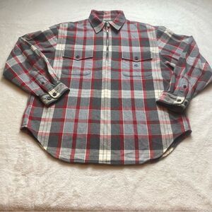 Lauren Ralph Lauren Red and Gray Plaid 1/4 Flannel Shirt Size Large